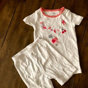 Gymboree size 3 white w/aqua polka dot short set